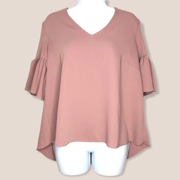 Catherine Malandrino Mauve Blush Top Ruffle Sleeve Women's size Small - Picture 1 of 8